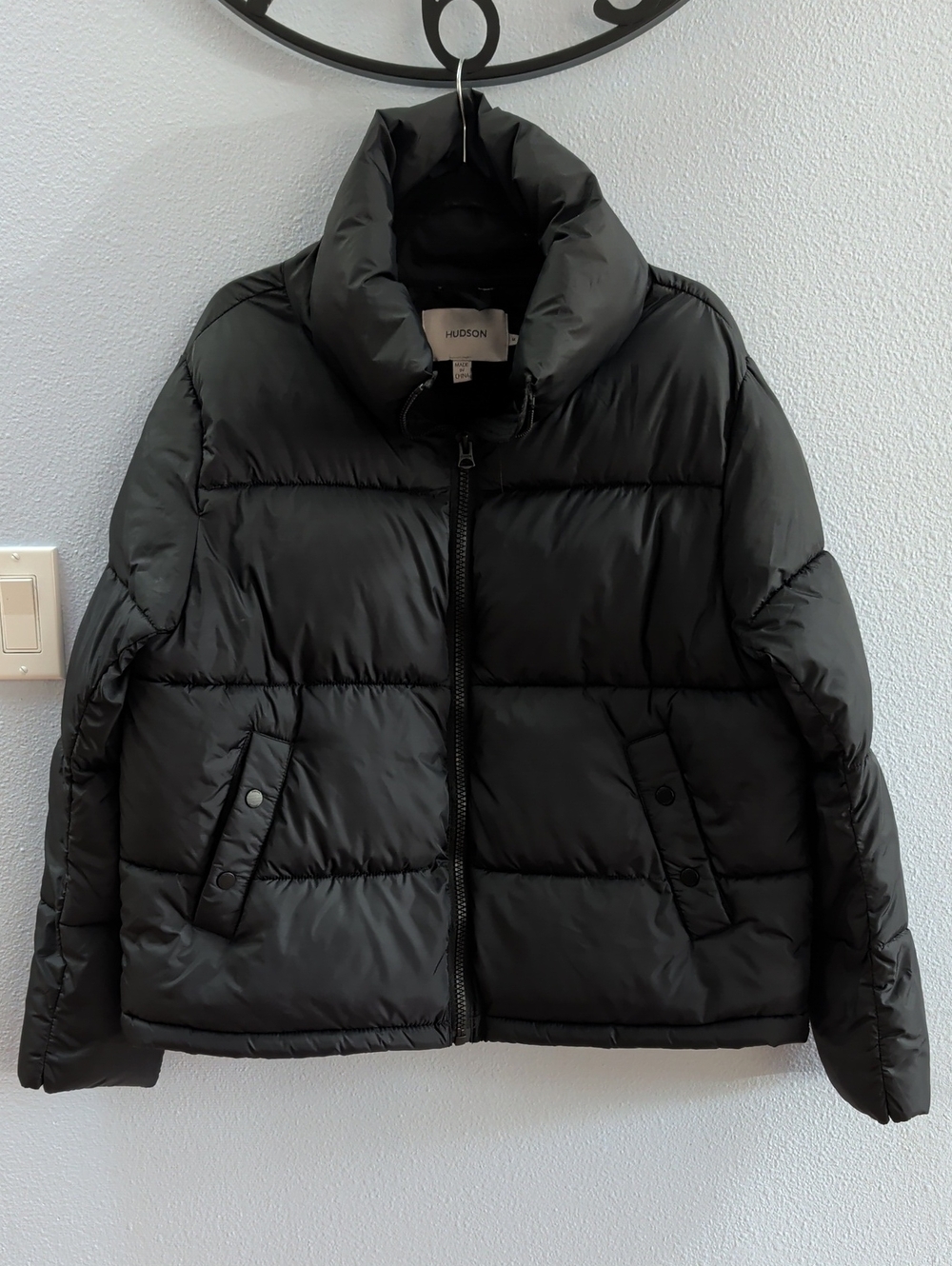 Hudson Jeans Black Stand Up Collar Puffer Jacket - Women's Quilted Coat